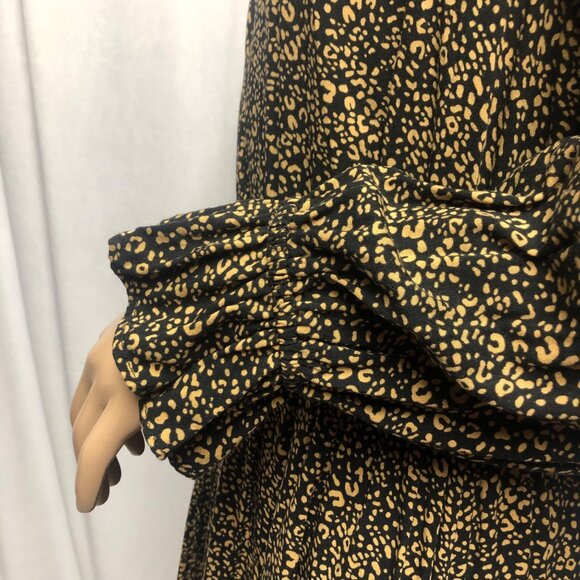 Popsugar Dress Womens Size Large Black Brown Mock Neck Ruffle Hem Mini - Picture 6 of 10